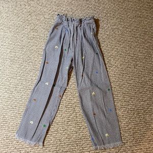 TOPSHOP Gingham Pants with floral detail